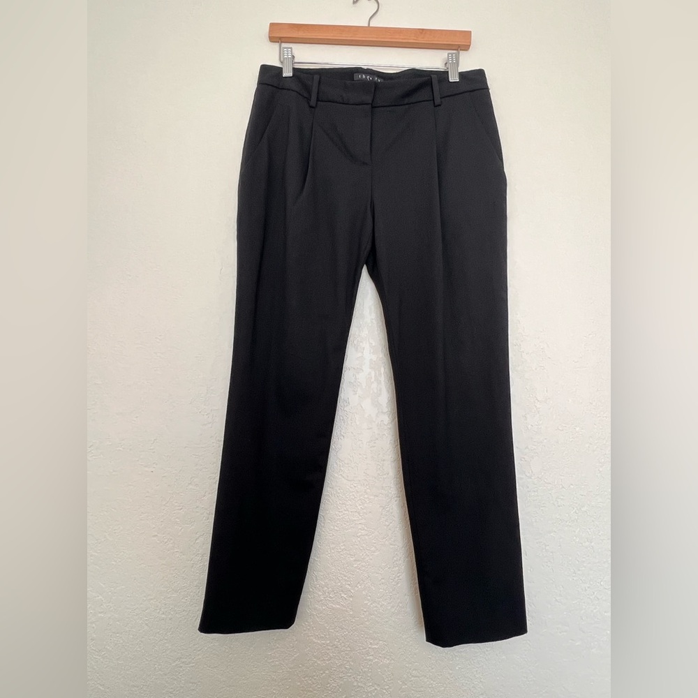 Theory‎ Rina Elite Black Wool Blend Pleated Tapered Trousers